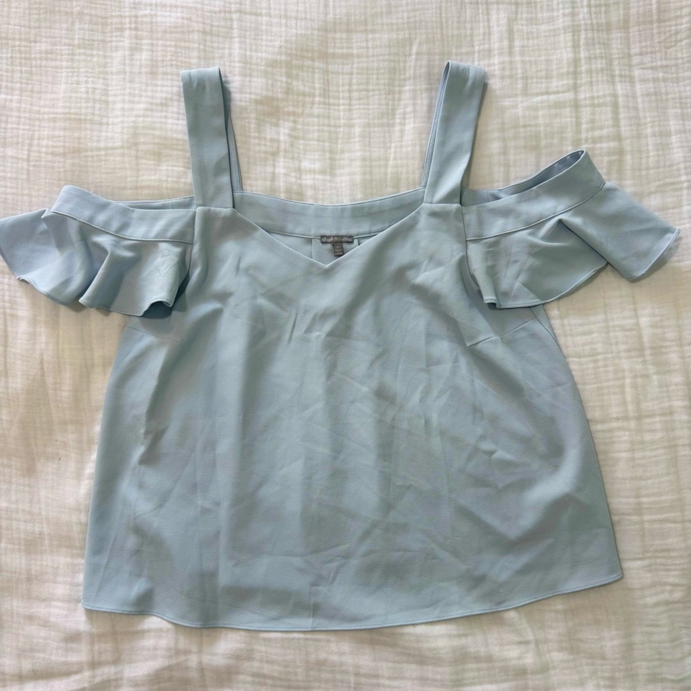 Charlotte Russe Light Blue Cold-Shoulder Ruffle Cami